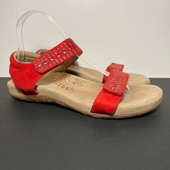 Womens AETREX Maria Red Adjustable Sandals / Size 9-9.5 - Picture 1 of 8